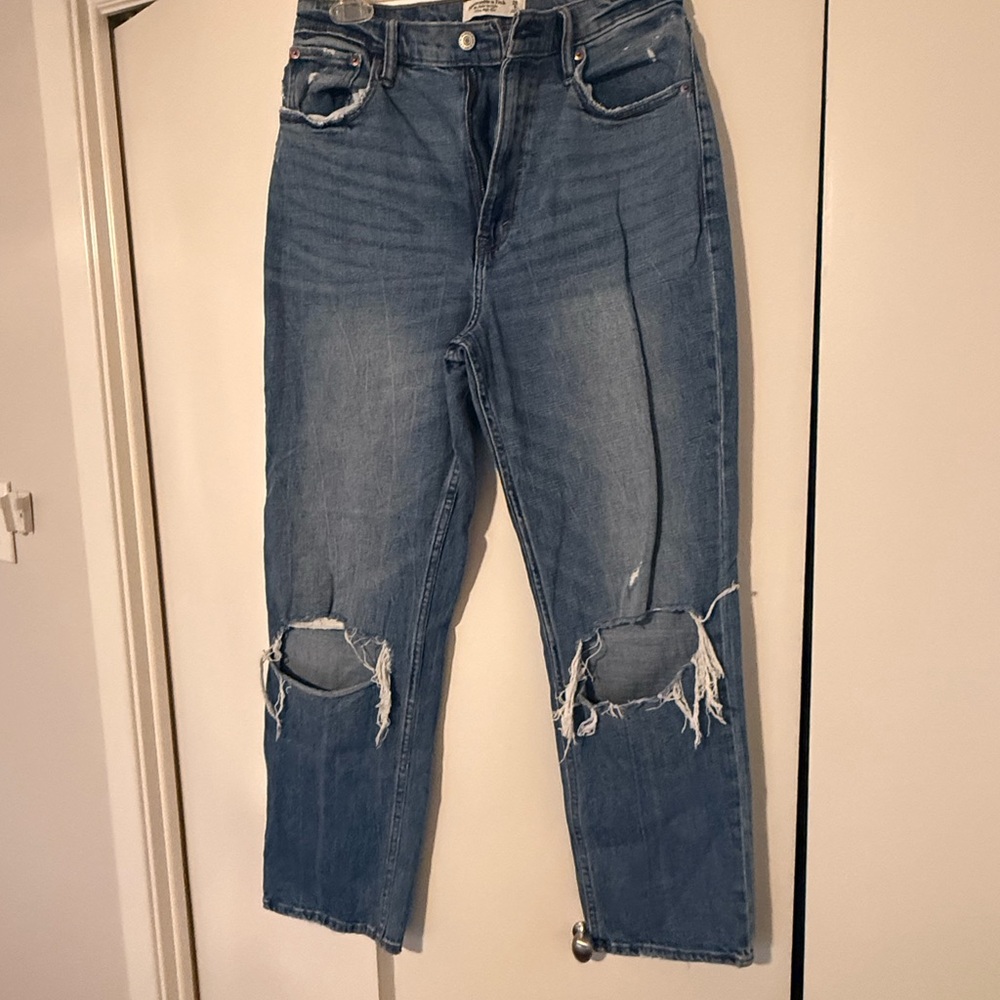 Abercrombie & Fitch Blue Distressed Boyfriend Jeans